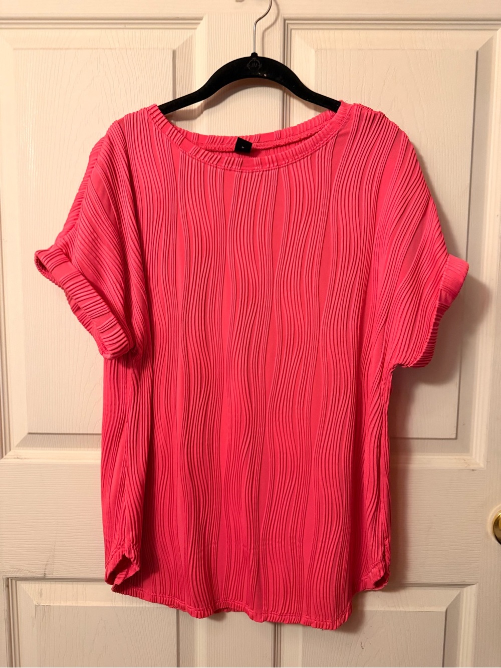SHEIN Maternity Hot Pink Pleated Short Sleeve Top